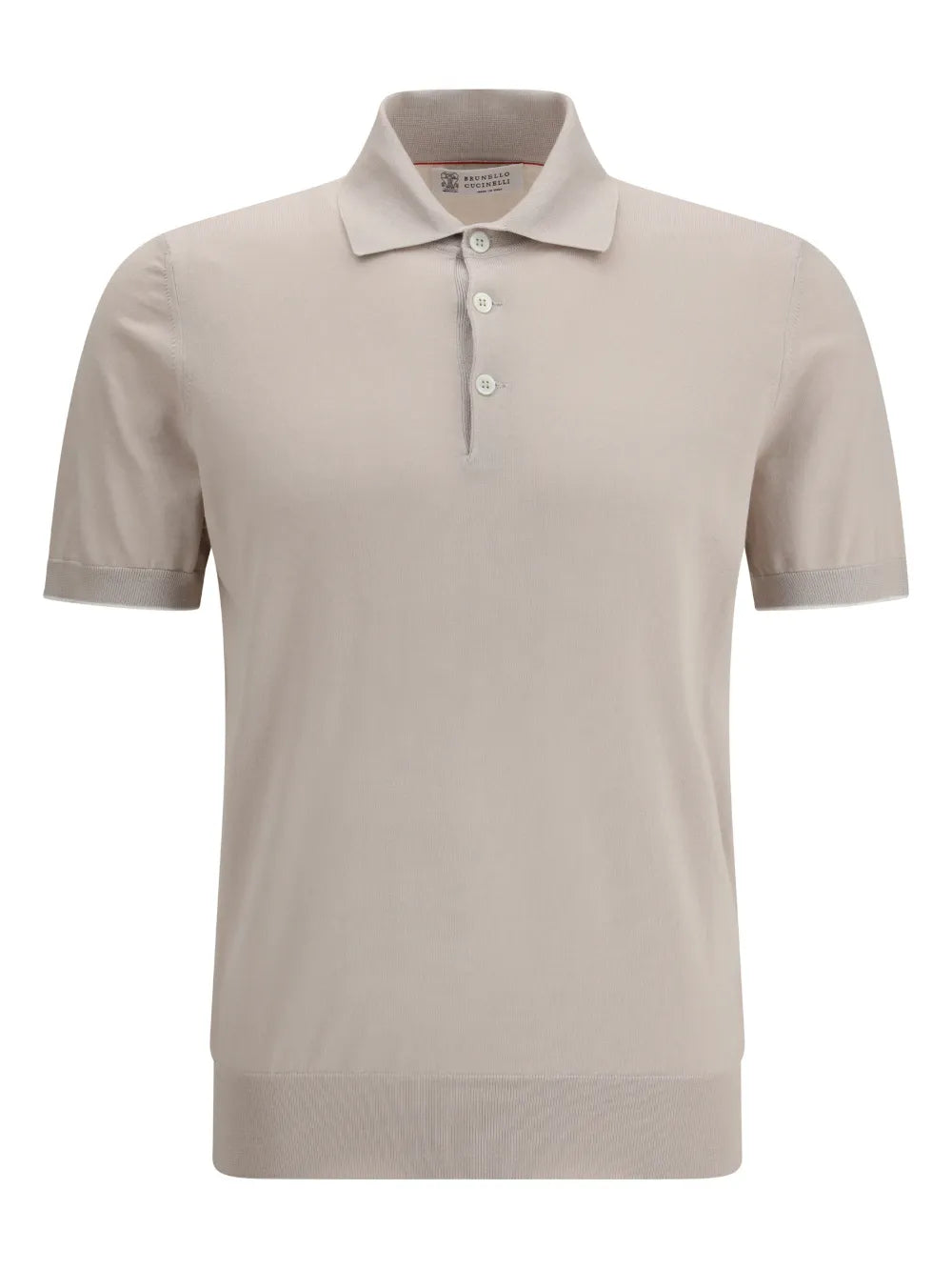 Cotton Knit Polo Shirt — Beige