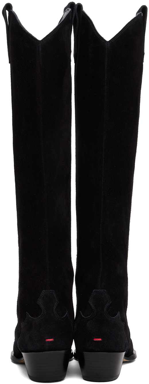 Aeyde Black Aruna Suede Cowboy Tall Boots
