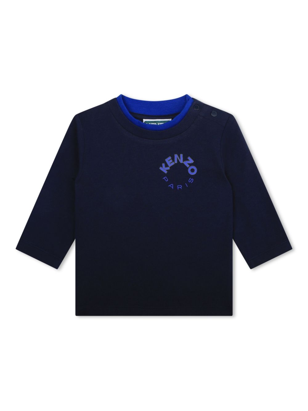 Logo-print long-sleeved cotton T-shirt - Blue