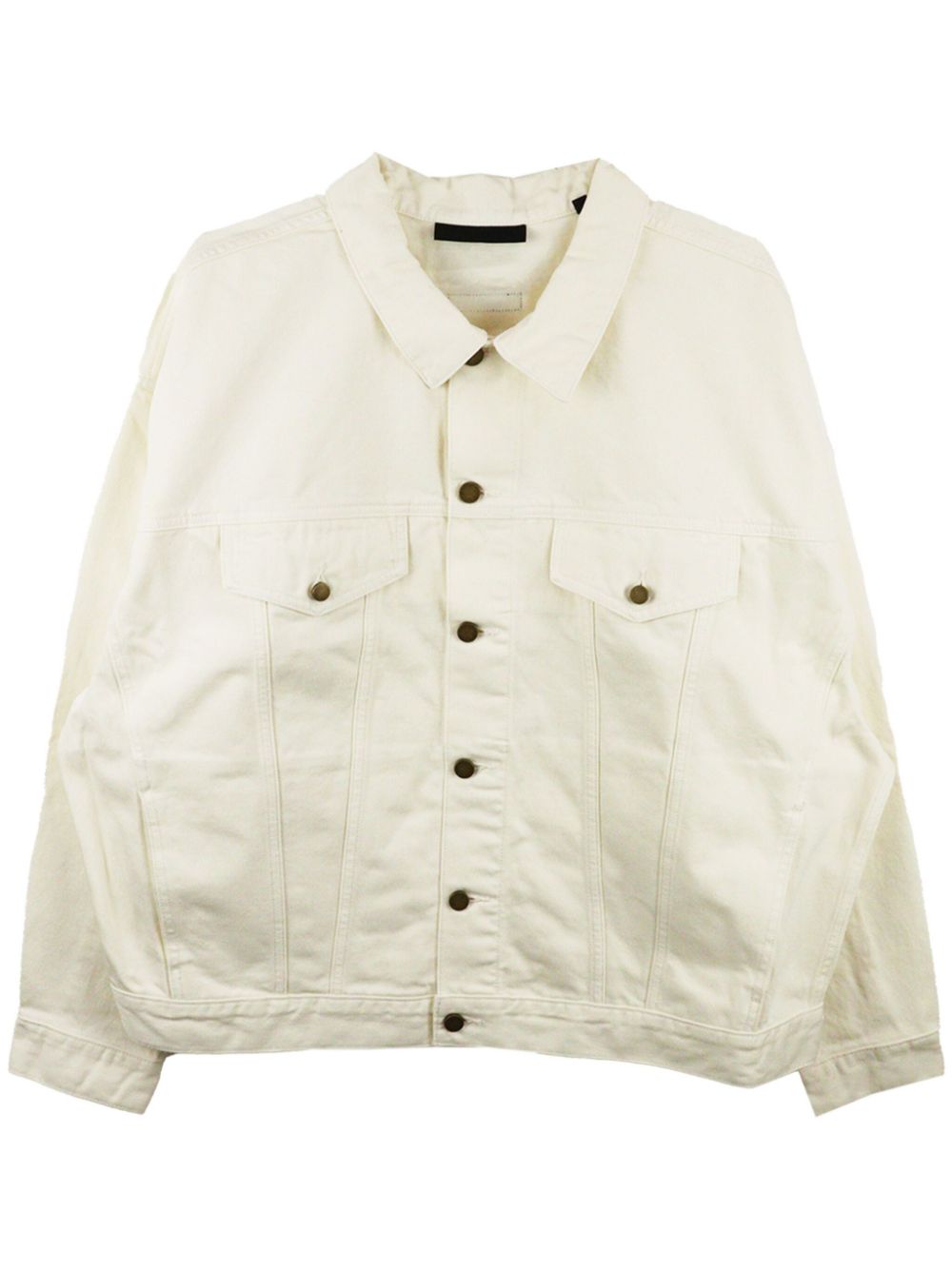 Logo-appliqué denim shirt jacket - White