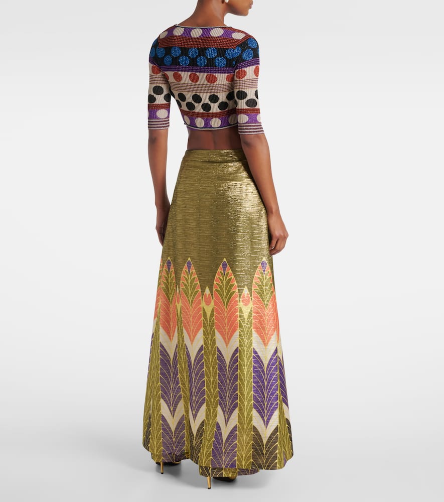Printed silk-blend wide-leg pants