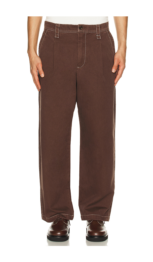 Bound Heavy Canvas Workwear Trouser in Brown. S. Also in L, M, XL/1X