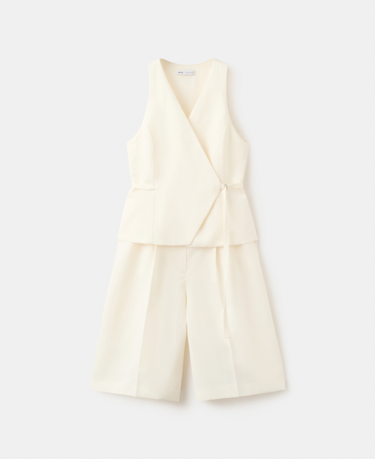 Women's Linen-Blend Wrap Jumpsuit - Ecru