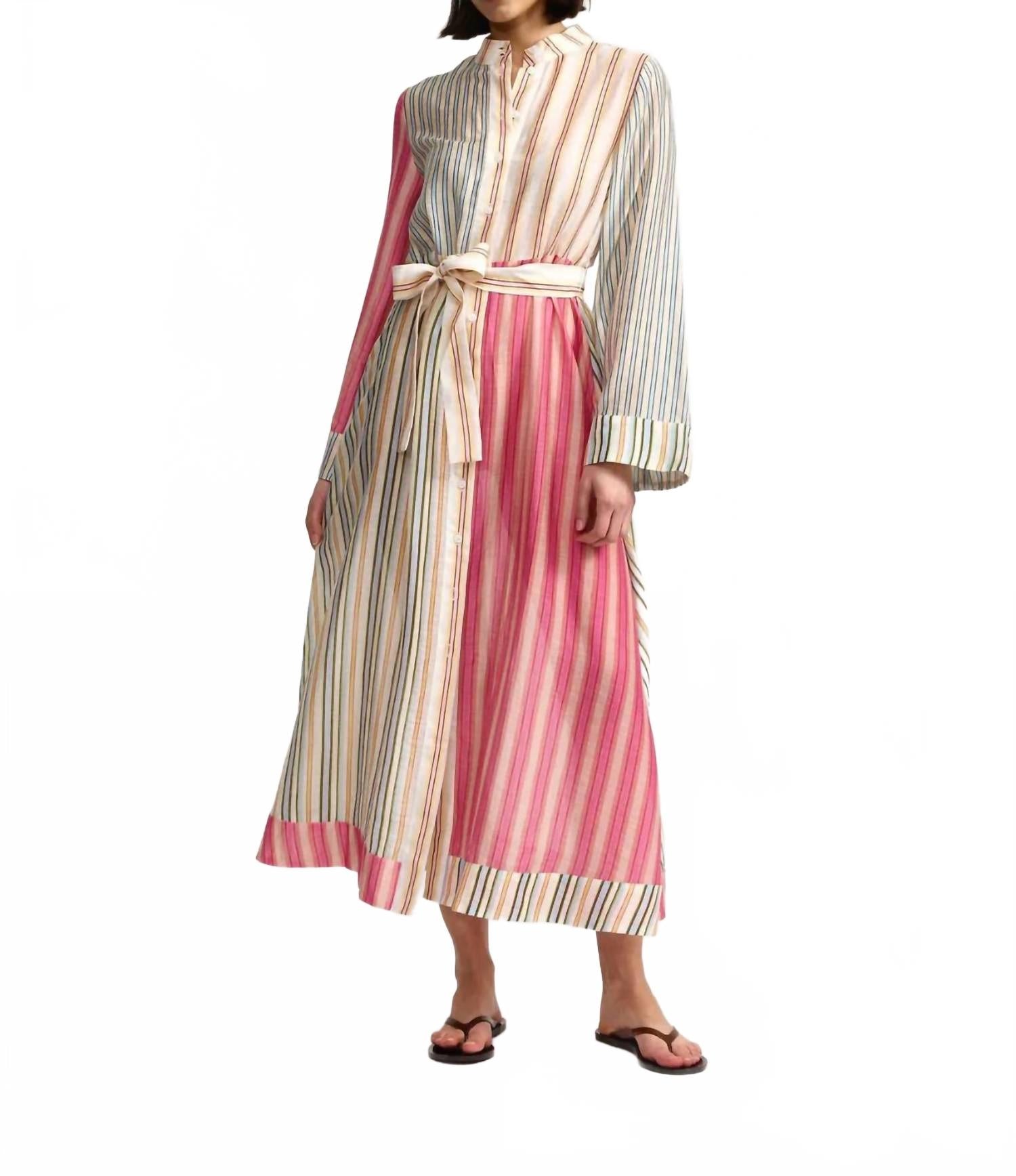 Neottia Dress In Peony Multi Stripe
