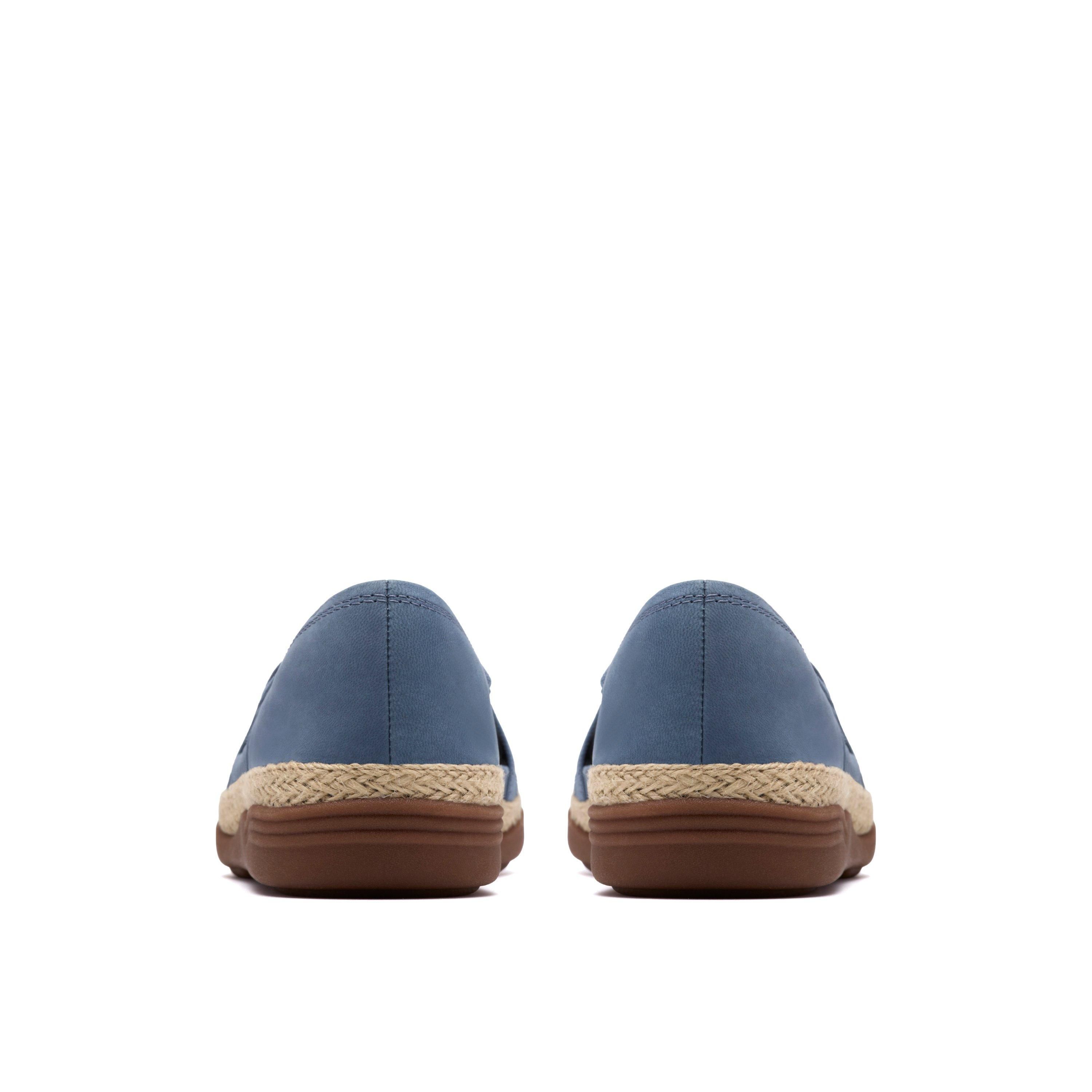 Clarks Elaina Dusk Denim Blue Nubuck Slip On