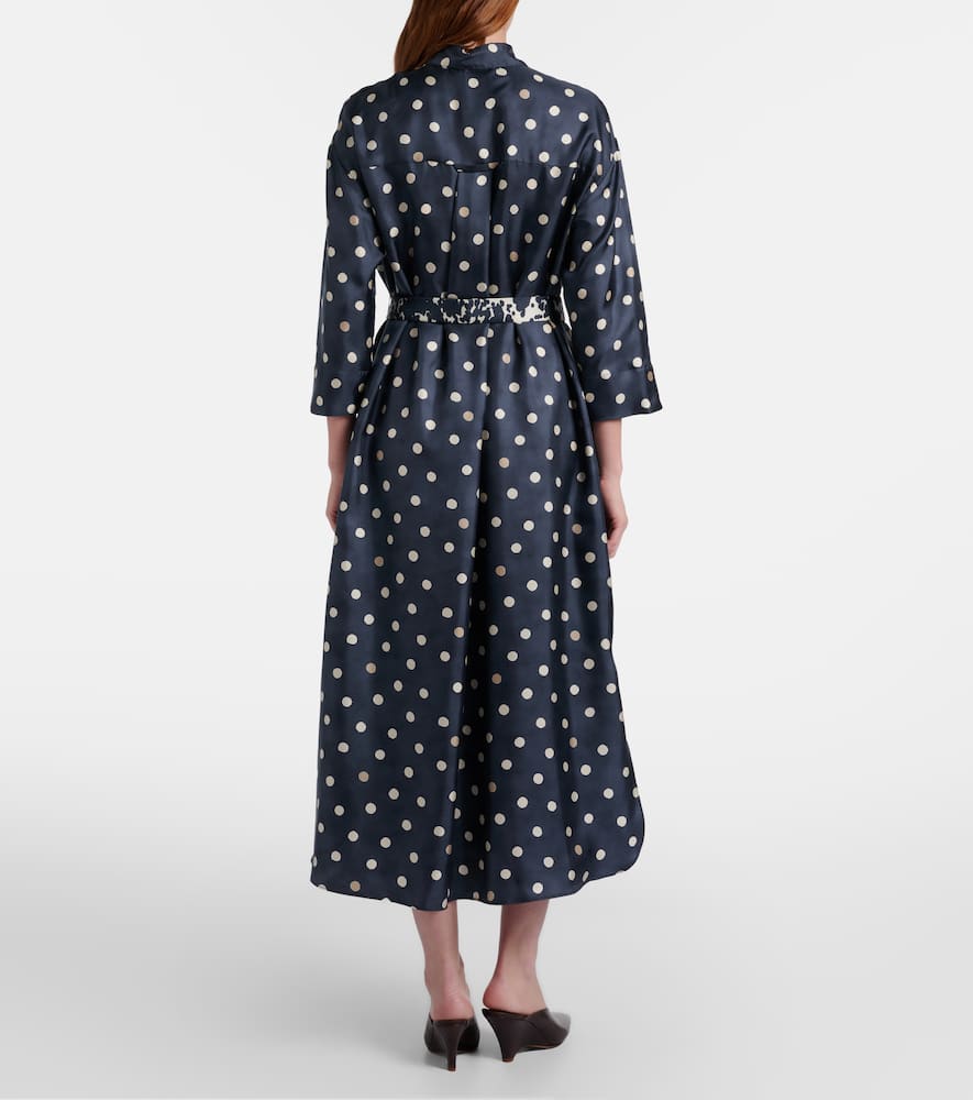Leva polka-dot silk twill shirt dress