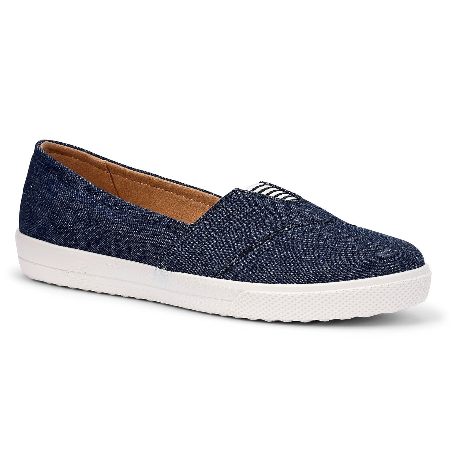 Hotter Women's 'Laurel' Canvas Slip-Ons Flat in Dark Blue