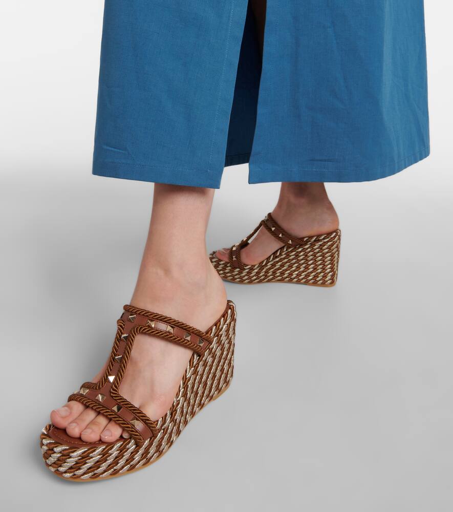 Valentino Garavani Rockstud leather wedge espadrilles