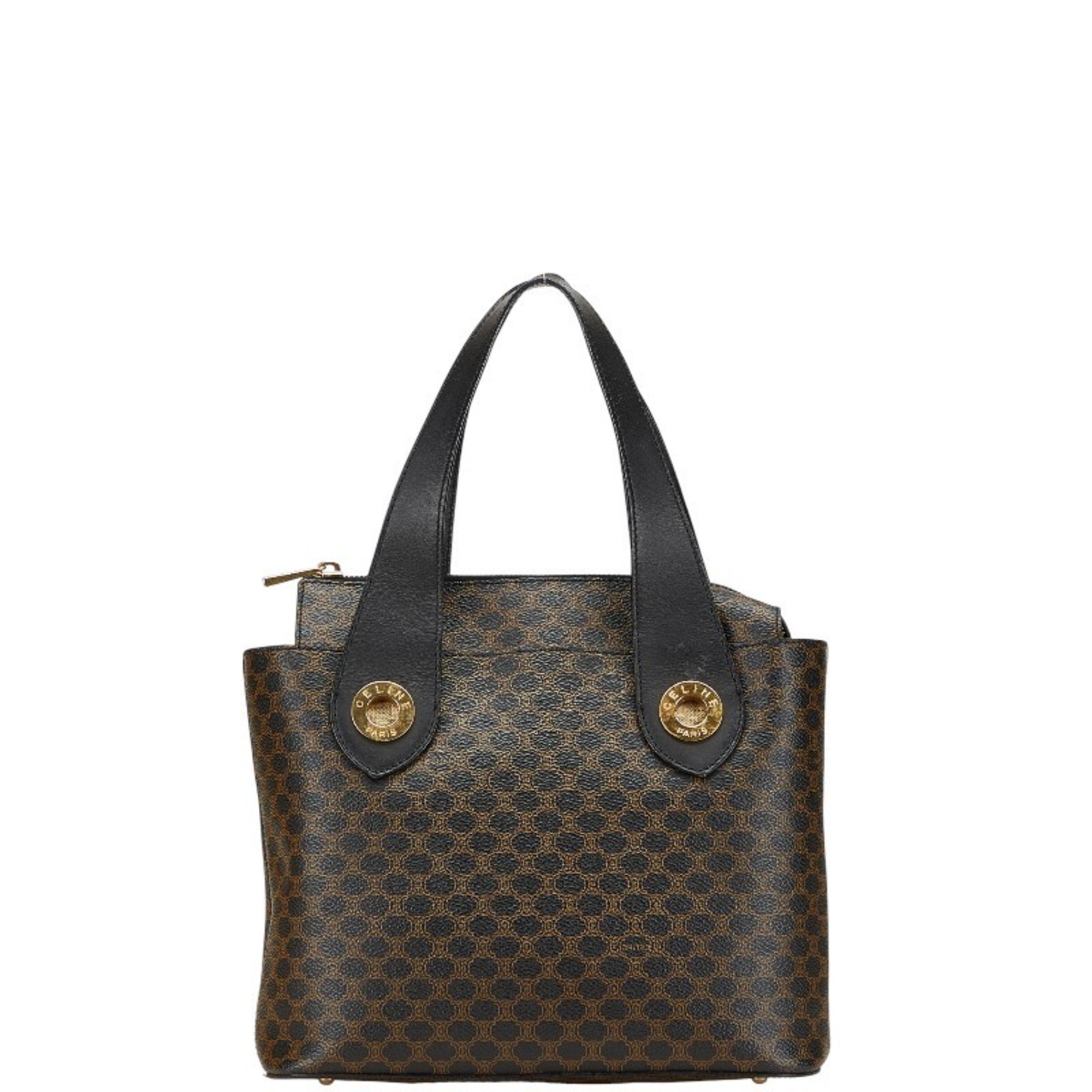 Celine Macadam Black Brown Pvc Leather Handbag Pre-Owned