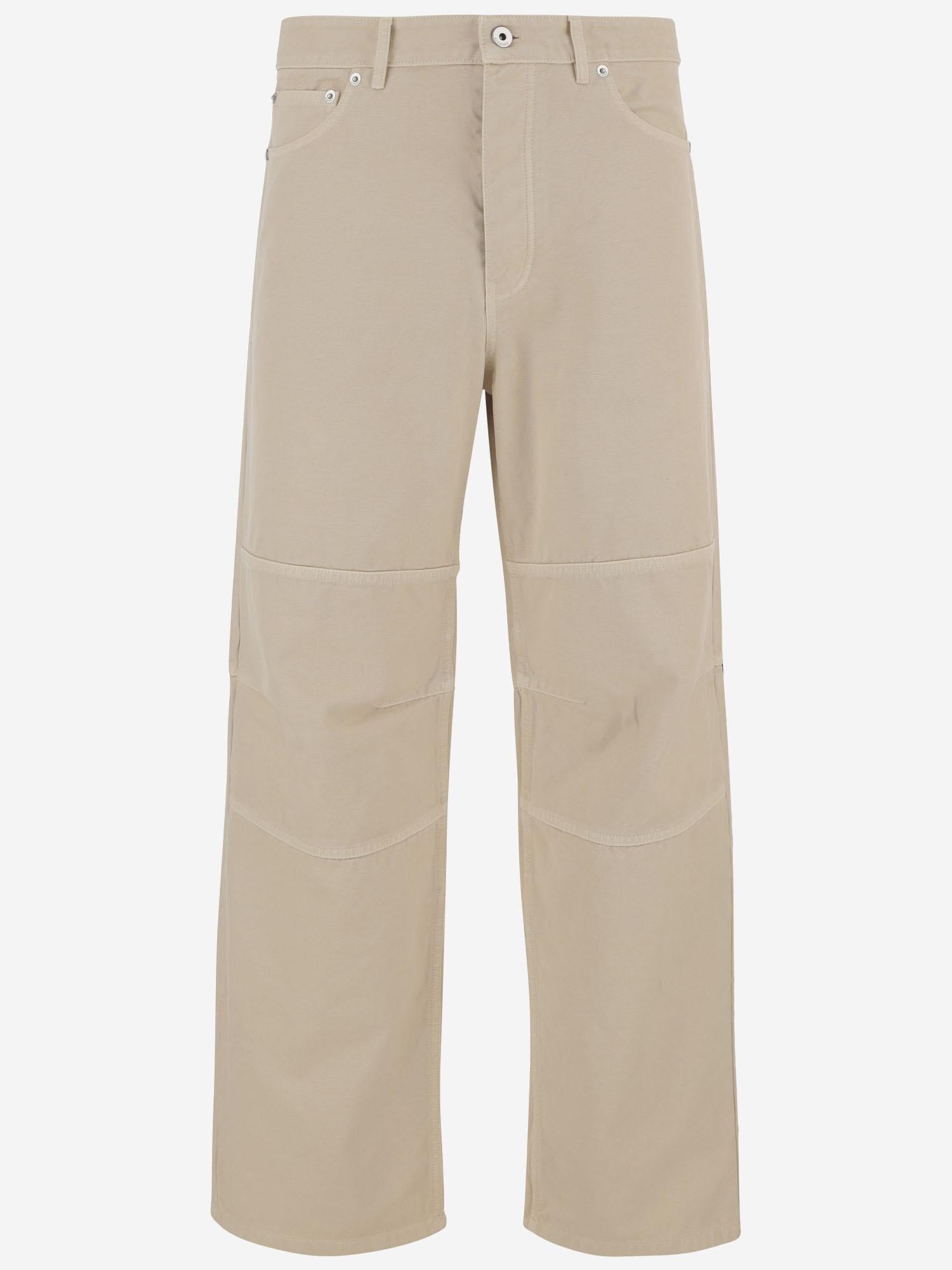 Double-Knee Cotton Cargo Pants — Beige