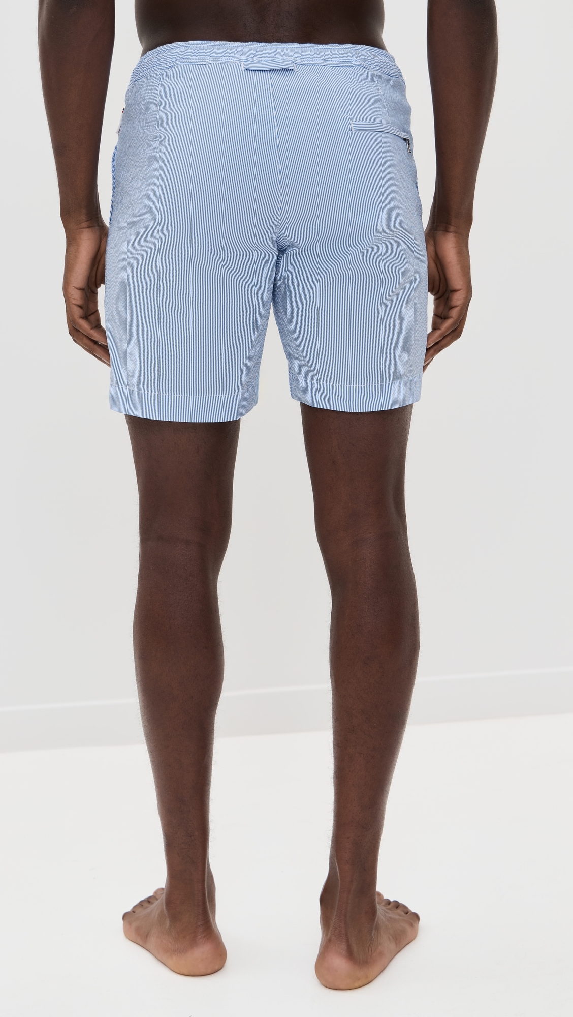 Orlebar Brown Bulldog Drawcord Seersucker Stripe Swim Shorts 6.25 Wave Blue