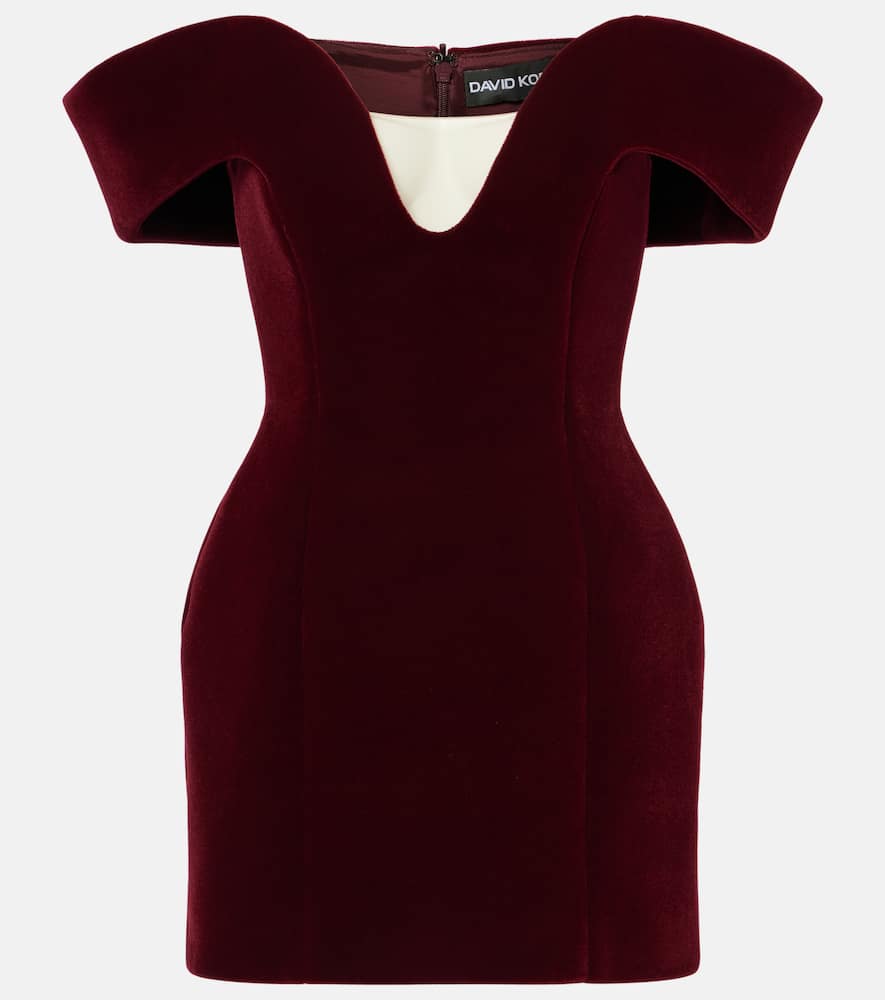 Off-shoulder velvet minidress