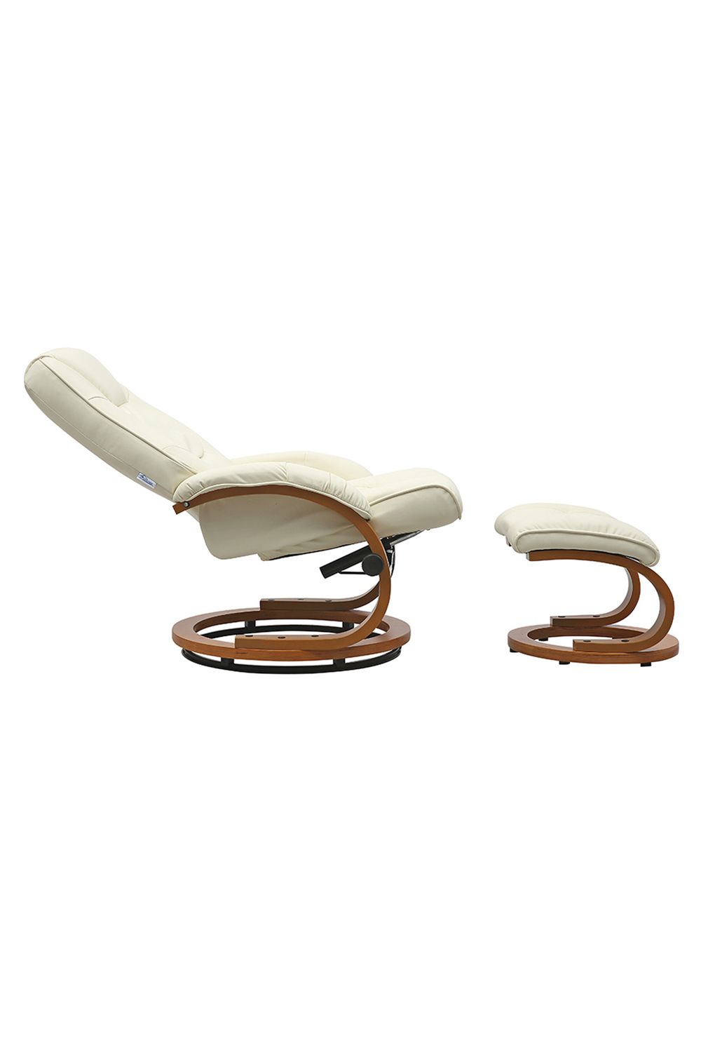 Living And Home Contemporary Leather Soft Recliner With Footstool In Beige