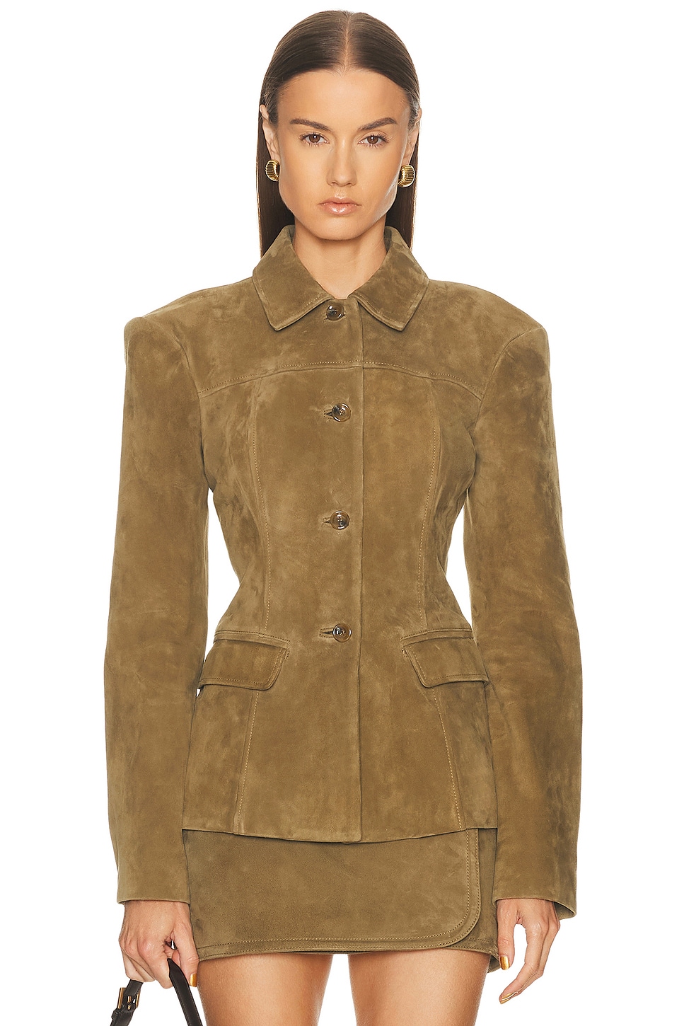 EAVES x Coco Aina Suede Cinched Jacket in Brown