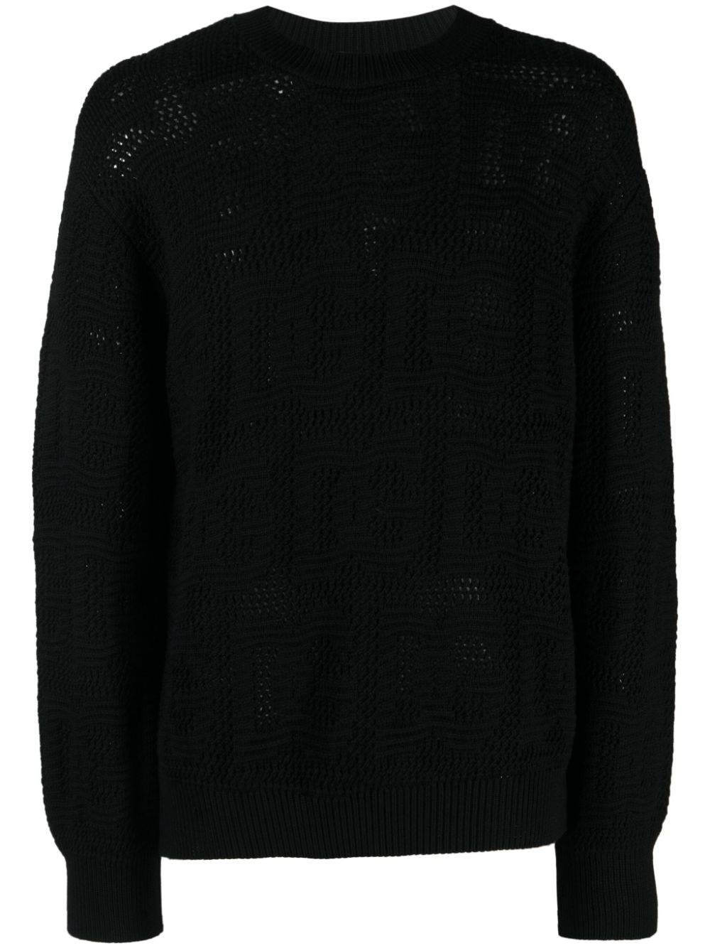 Logo-jacquard virgin-wool jumper - Black