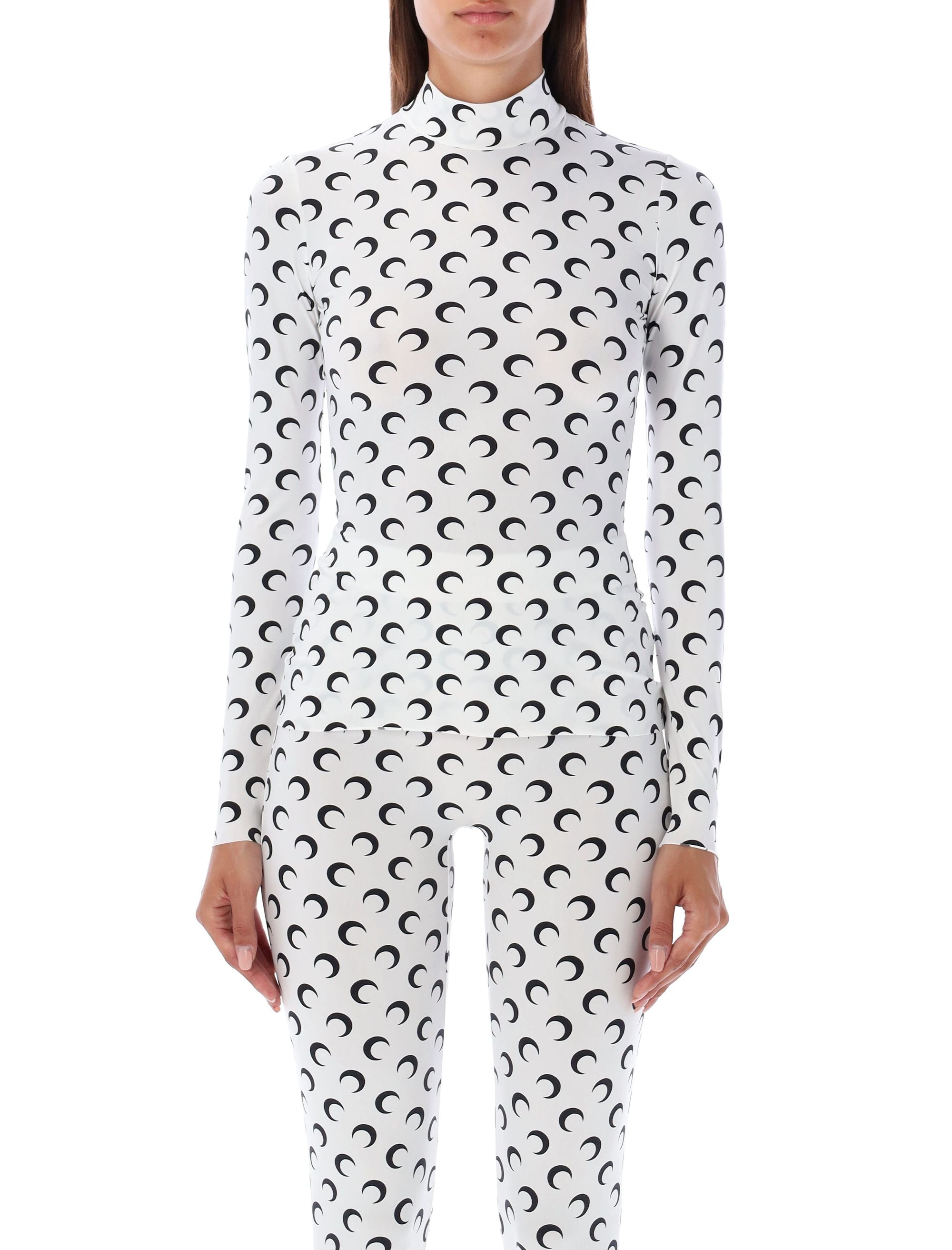 Slim Fit Moon Print Long-Sleeve Top