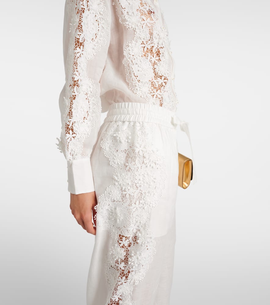 Zimmermann Halliday lace-trimmed linen wide-leg pants