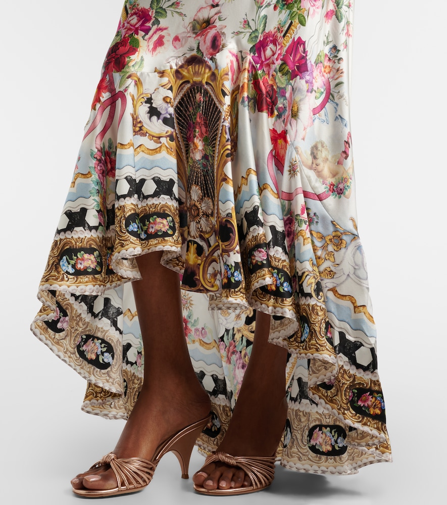 Floral silk satin maxi dress