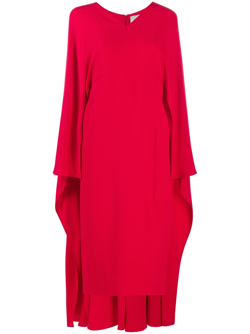 Valentino Garavani cape-style V-neck silk midi-dress - Red