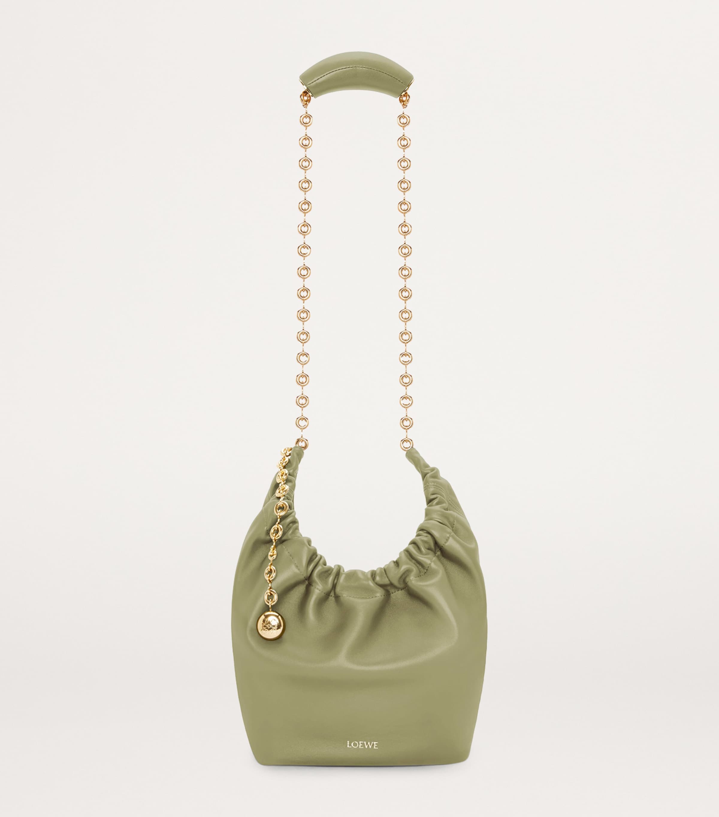 Small Leather Squeeze Top-Handle Bag