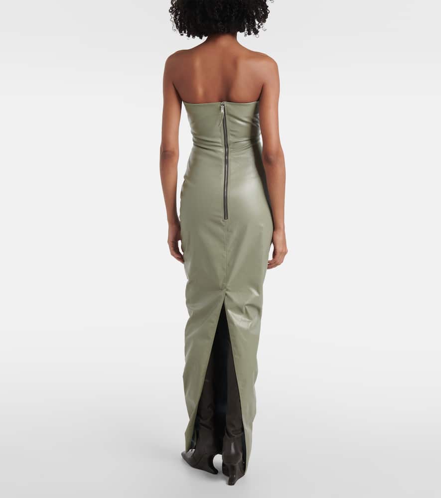 Prong cut-out coated denim gown