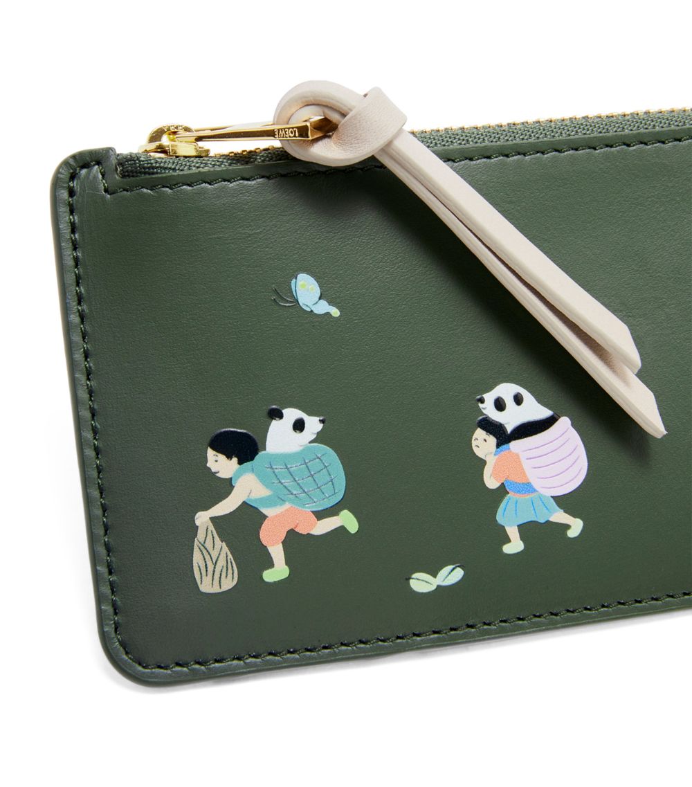 X Suna Fujita Calfskin Panda Zipped Card Holder