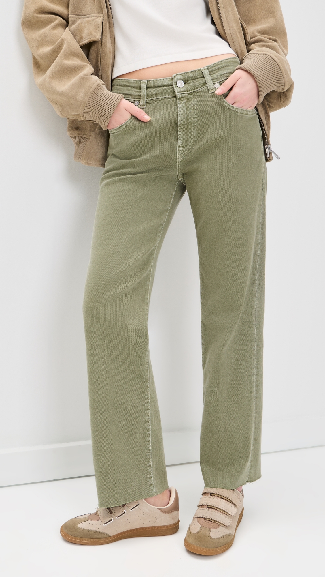 Calie Straight Ankle Jeans Army