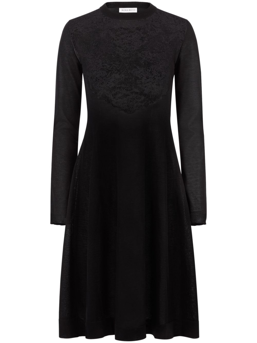 Lace-detailing midi dress - Black