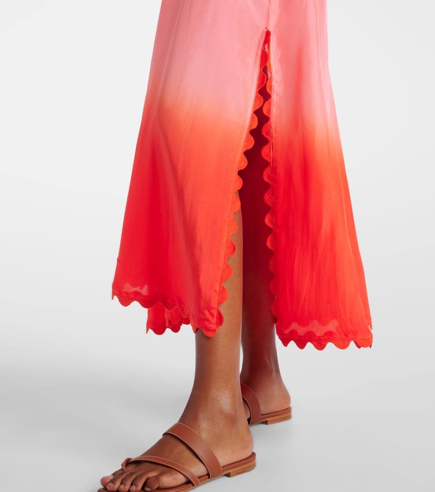 Scalloped silk slip dress