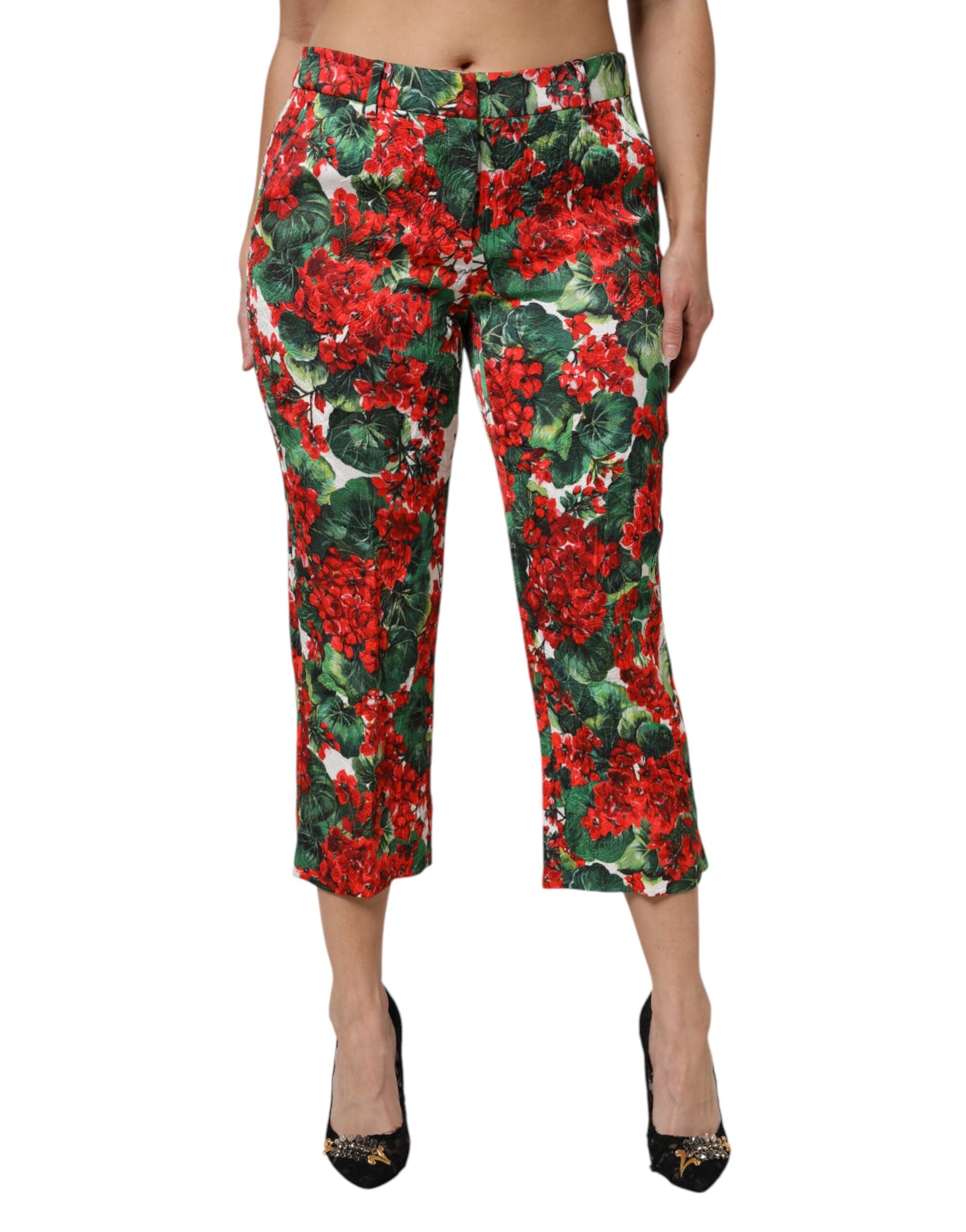 Floral Print Trousers — Red