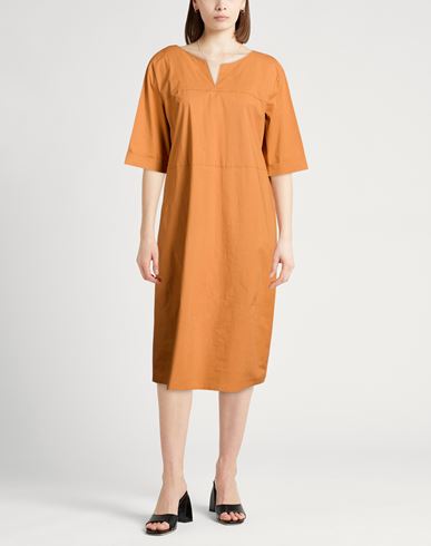 Woman Midi dress Mandarin Size 10 Cotton, Elastane