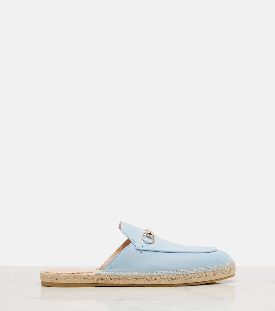 Horsebit suede espadrille mules