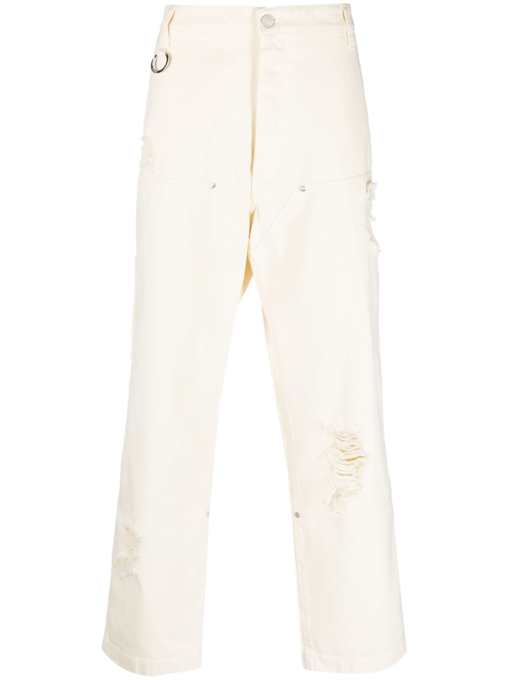 Ripped-detailing loose-fit jeans - White