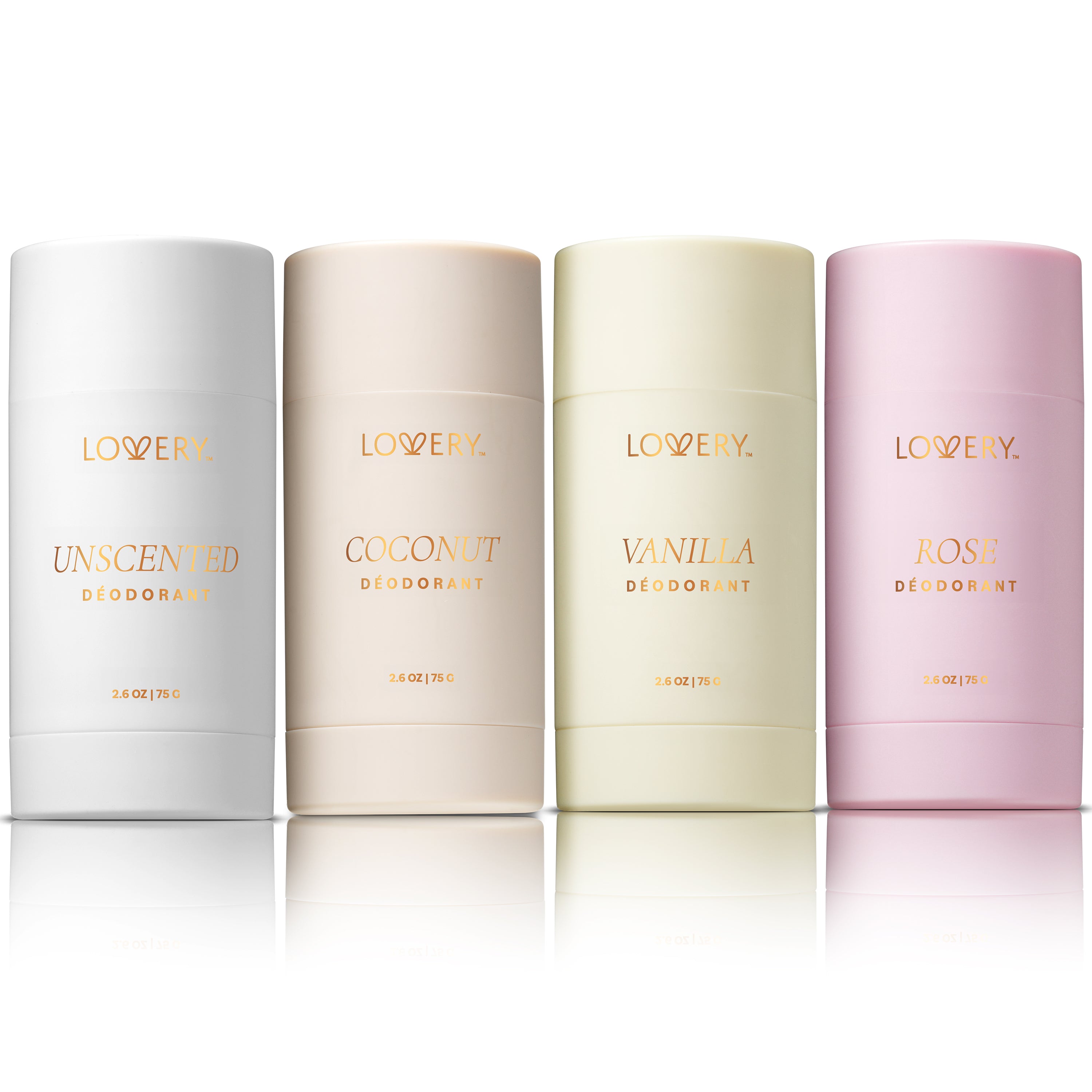 Vanilla, Coconut, Rose, Womens Unscented Aluminum Free Deodorant Stick Gift Set, 4pc