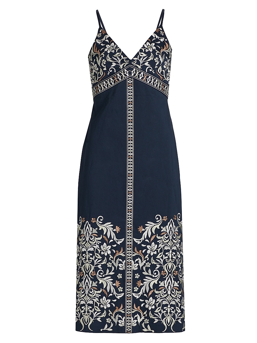 Women's Constanza Embroidered Stretch-Cotton Midi-Dress - Neutral Playa