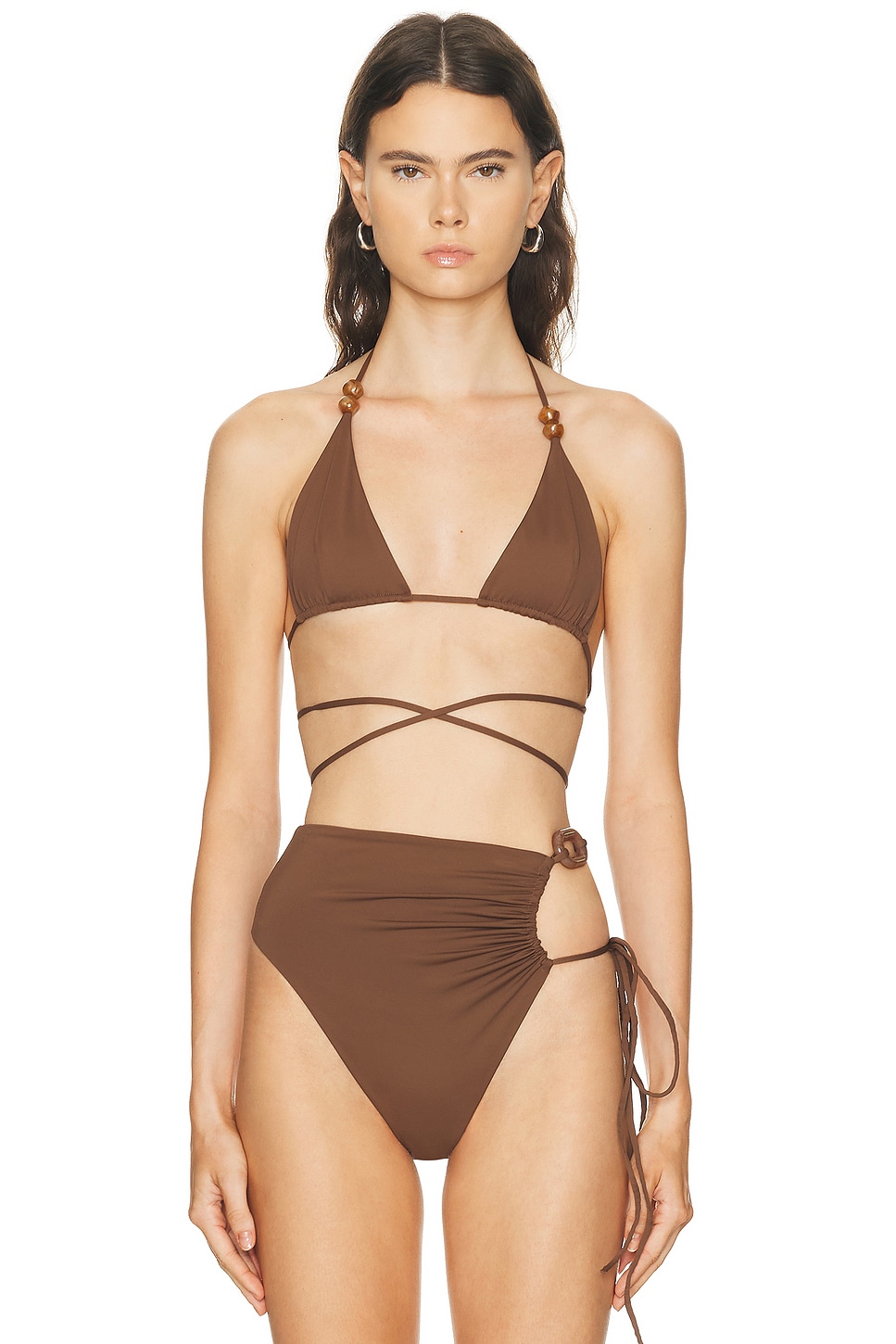 Magda Butrym Triangle Bikini Top in Brown - Brown. 34 also