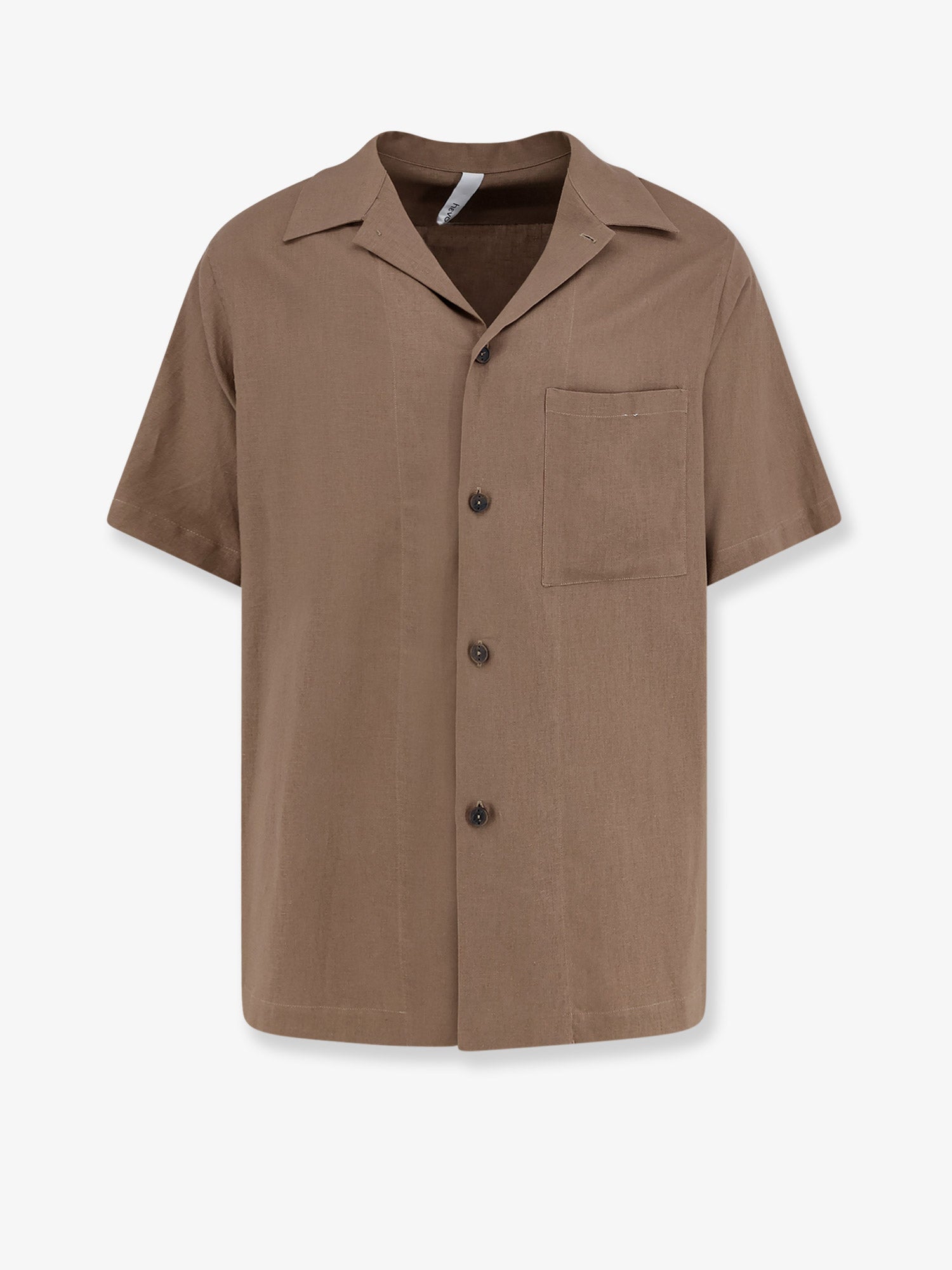 Linen-Viscose Blend Shirt — Brown