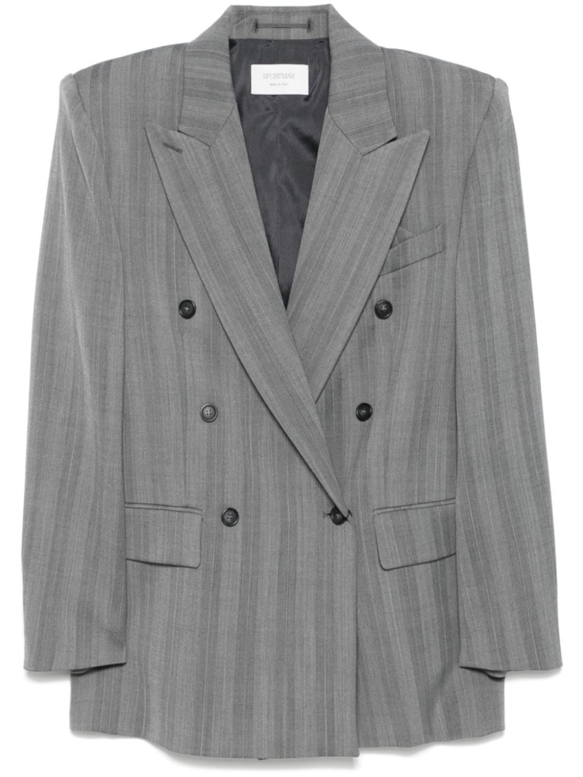 Striped Double-breasted Long-sleeved Jacket