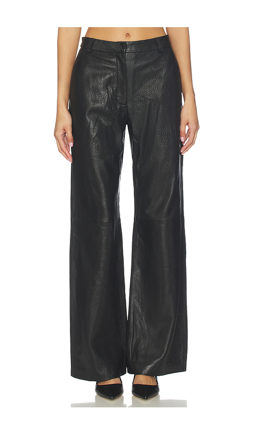 AEXAE Leather Pebble Straight Leg Pant in Black. XS. Also in S
