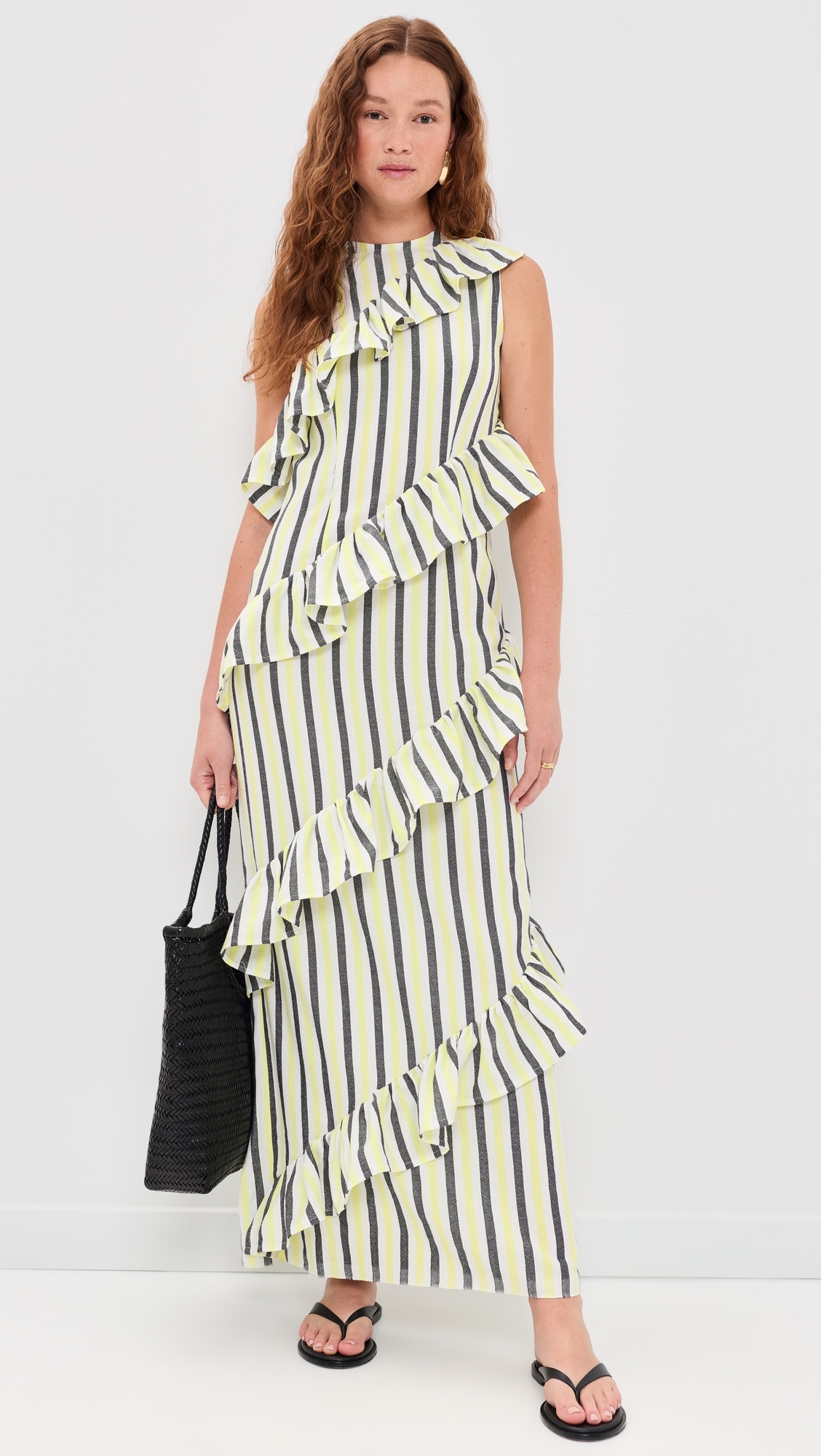 The Spiral Ruffle Dress Stripe