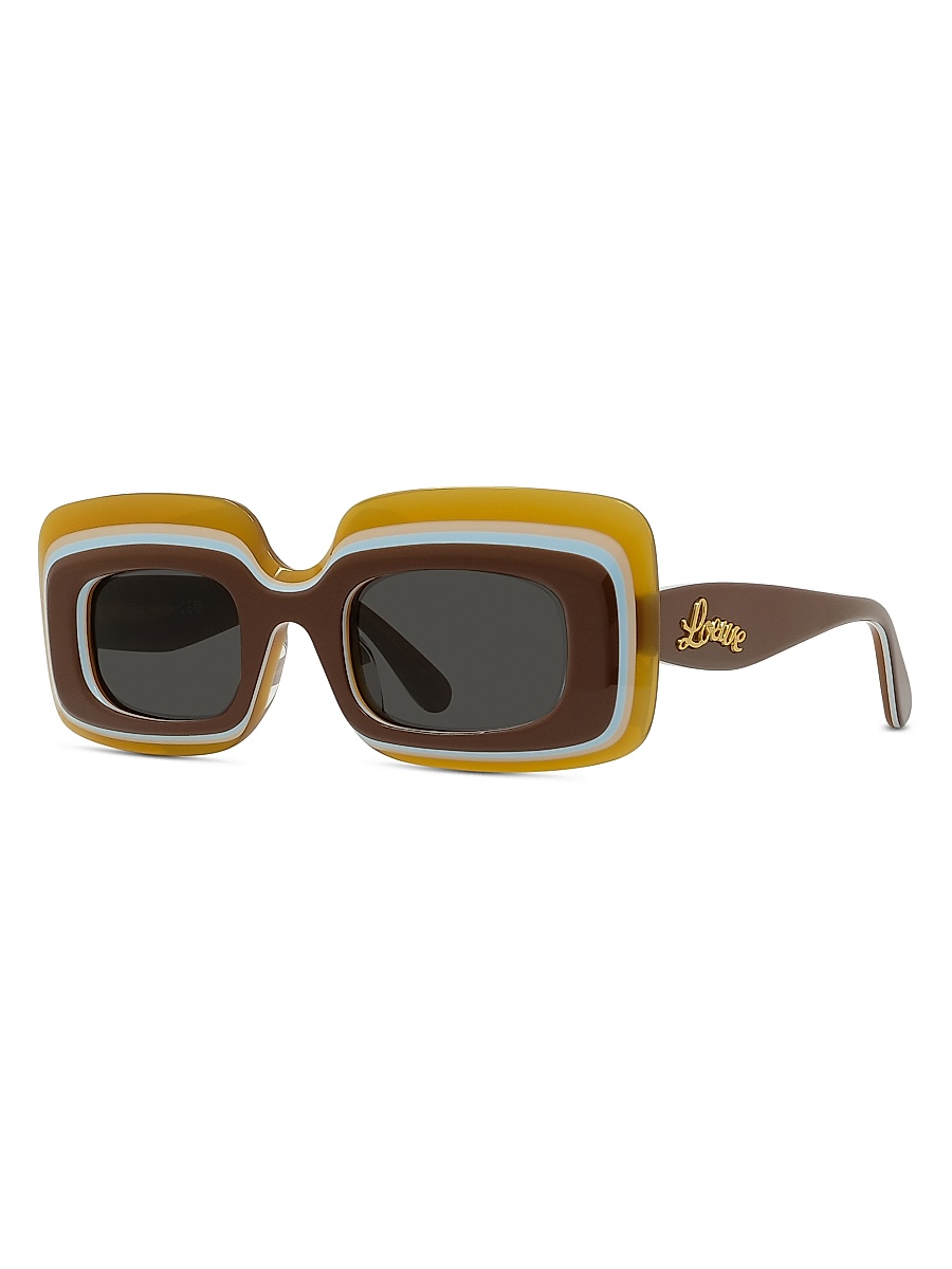 Women's x Paula's Ibiza 47MM Rectangular Sunglasses - Brown Multi Dark Grey
