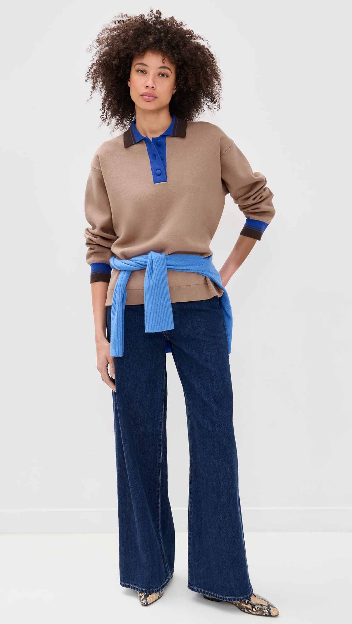 Chira Pullover Camel Blue Mix