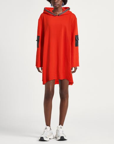 Woman Mini dress Tomato red Size 4 Cotton, Polyester