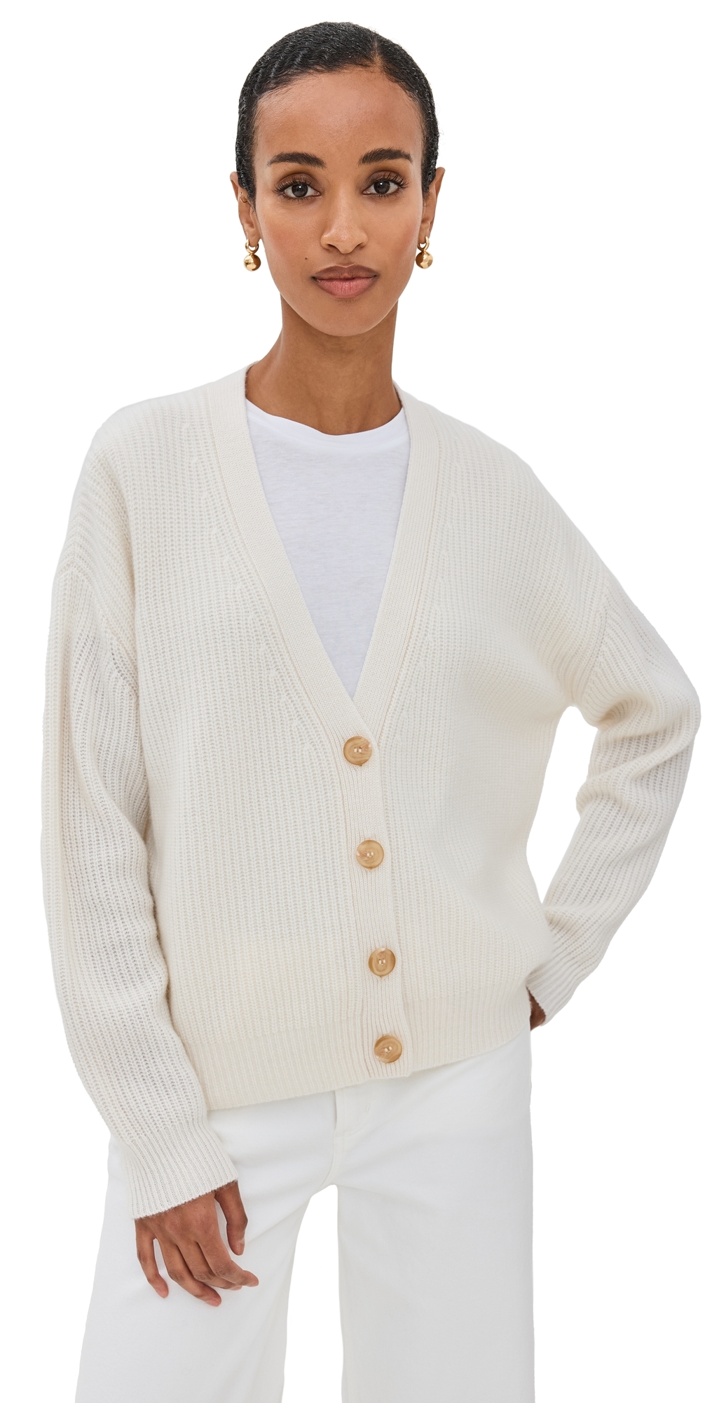 Cropped Cashmere Cocoon Cardigan Ivory