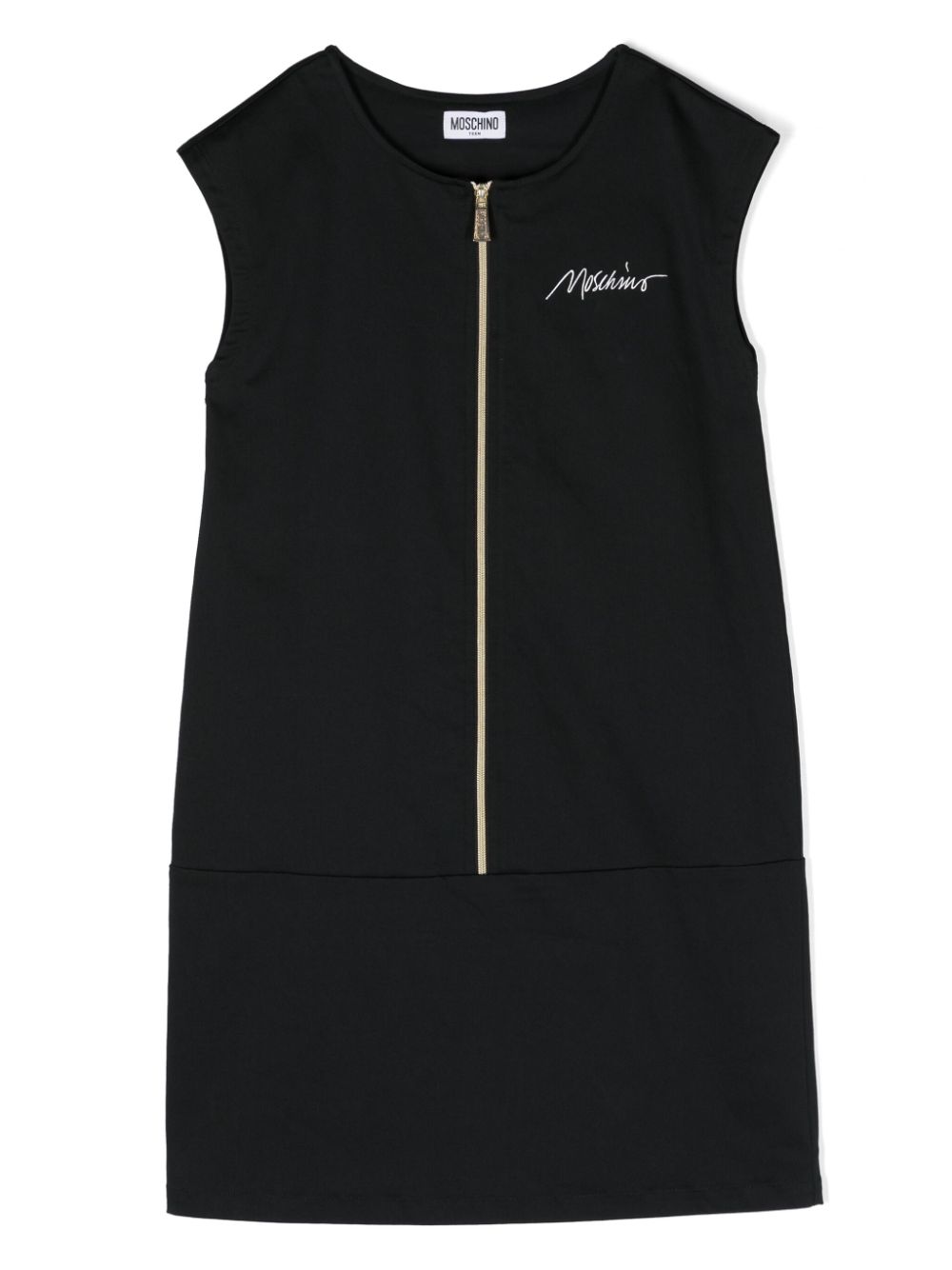 Logo-embroidered zip-up dress - Black