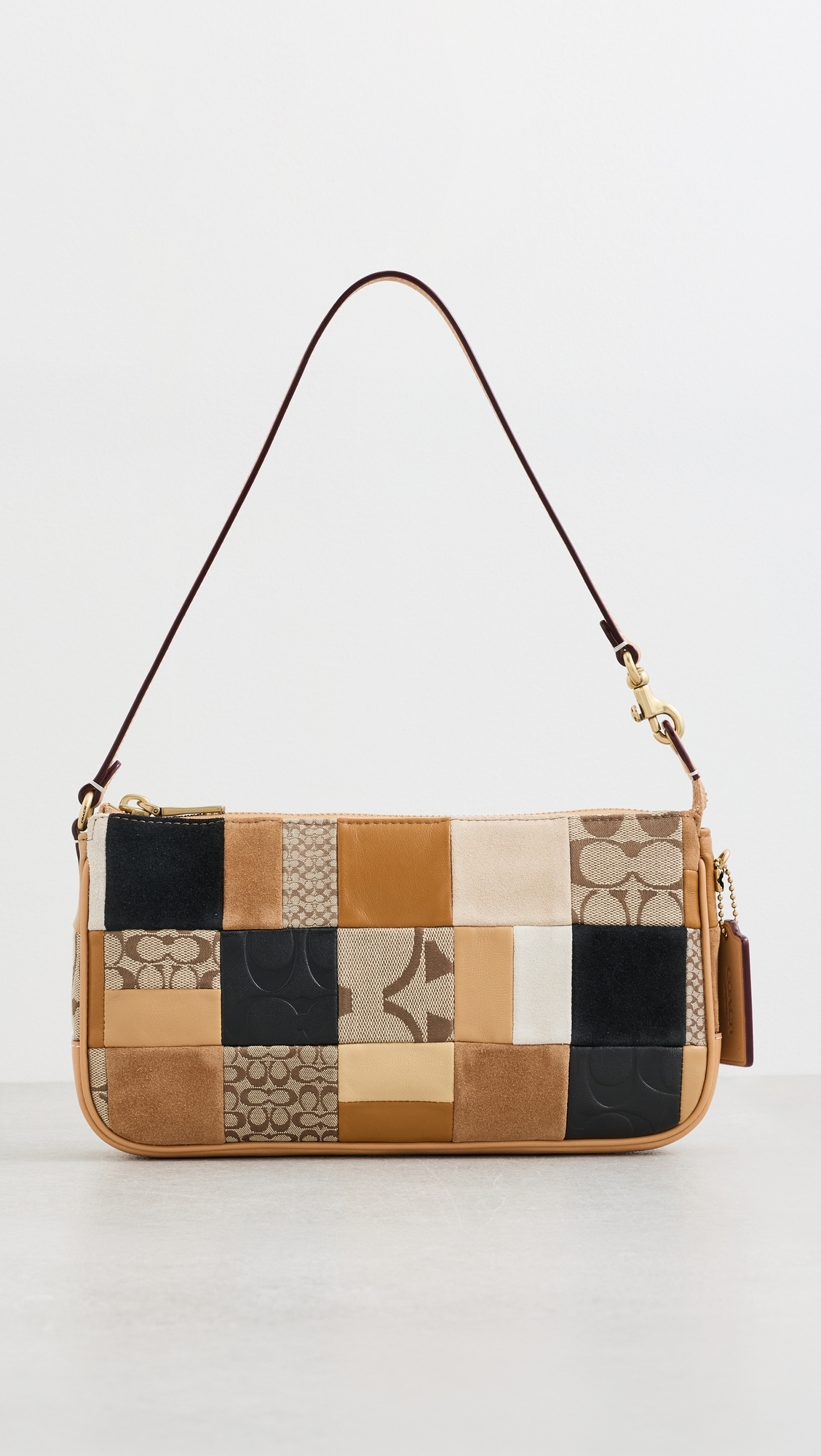 Patchwork Leather Plaza Shoulder Bag Brown Multi One Size