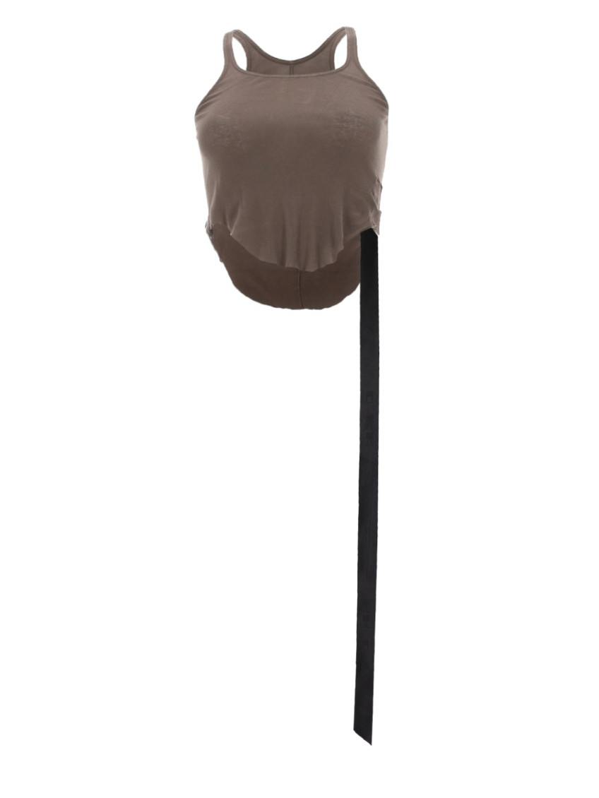 Brown Solid Scoop Neck Top