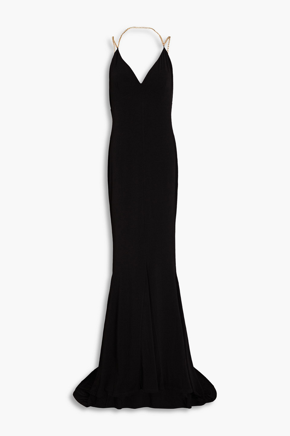 Valentina chain-embellished jersey gown - Black - XL