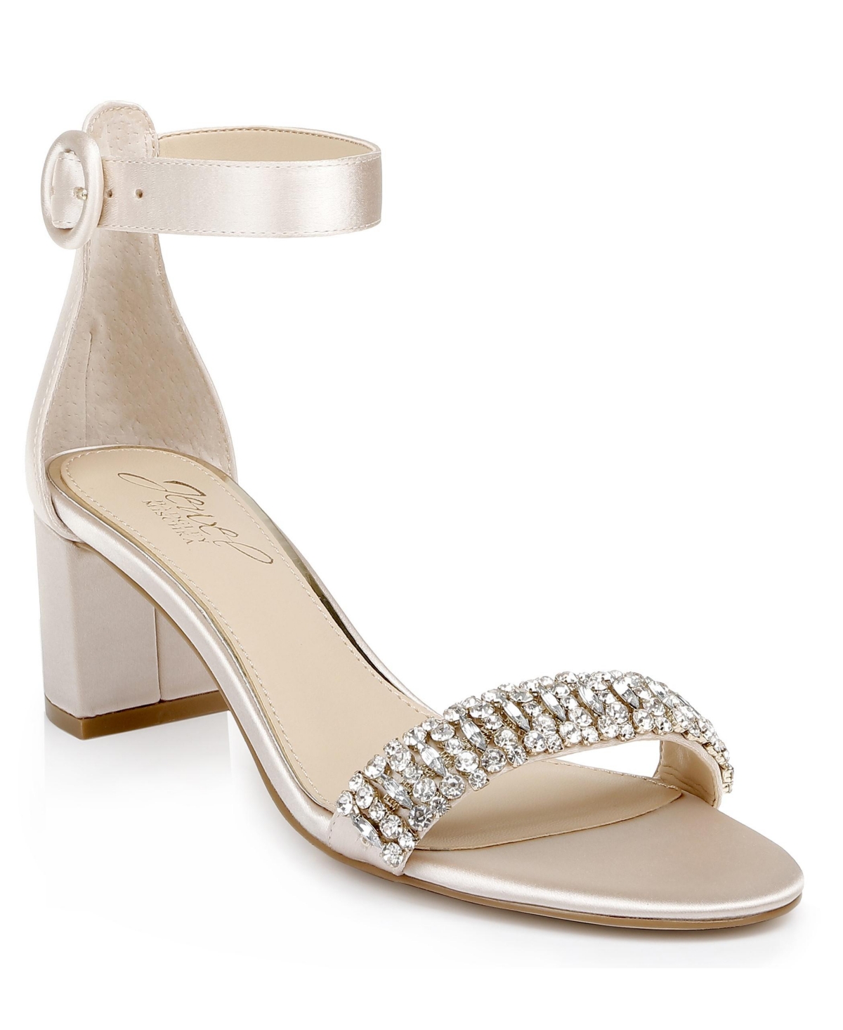 Women's James Block Heel Evening Sandals - Champagne Satin