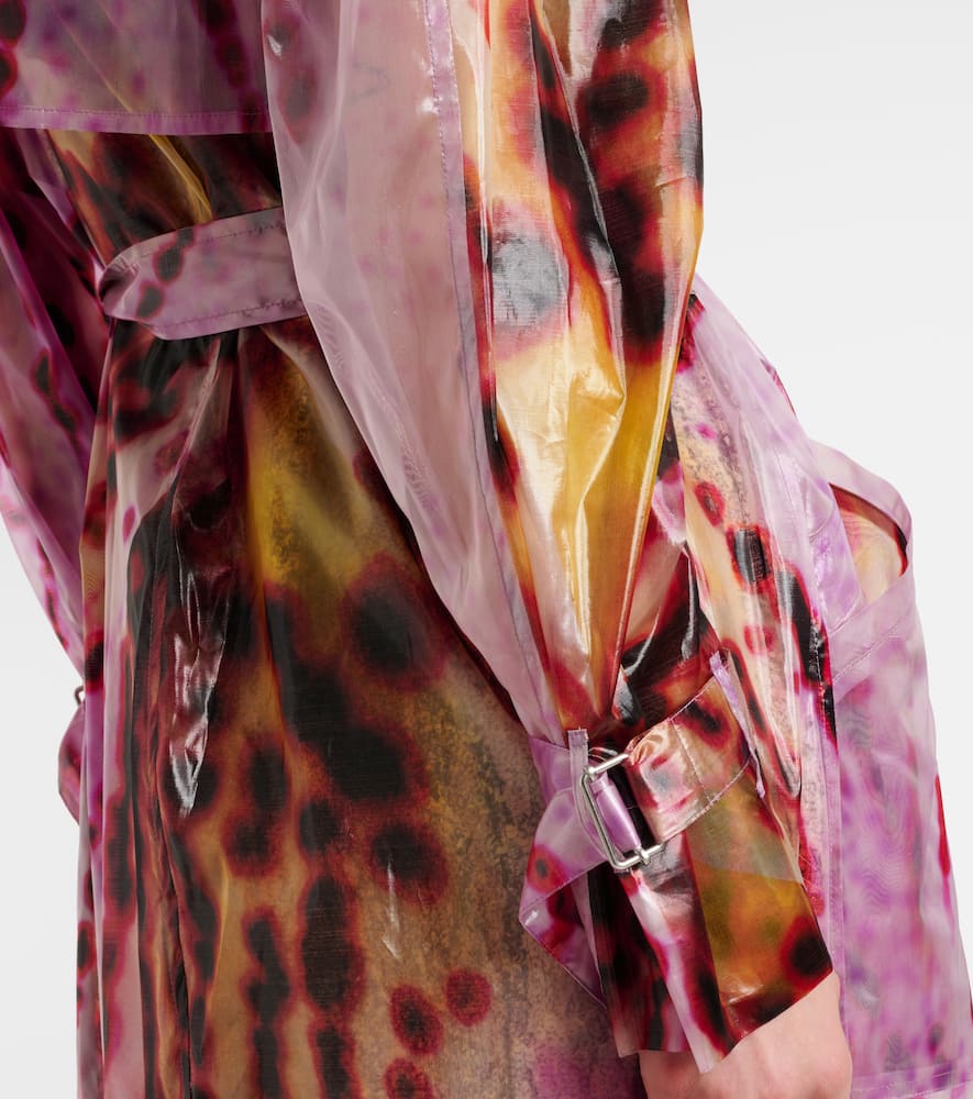 Printed double-breasted trench coat